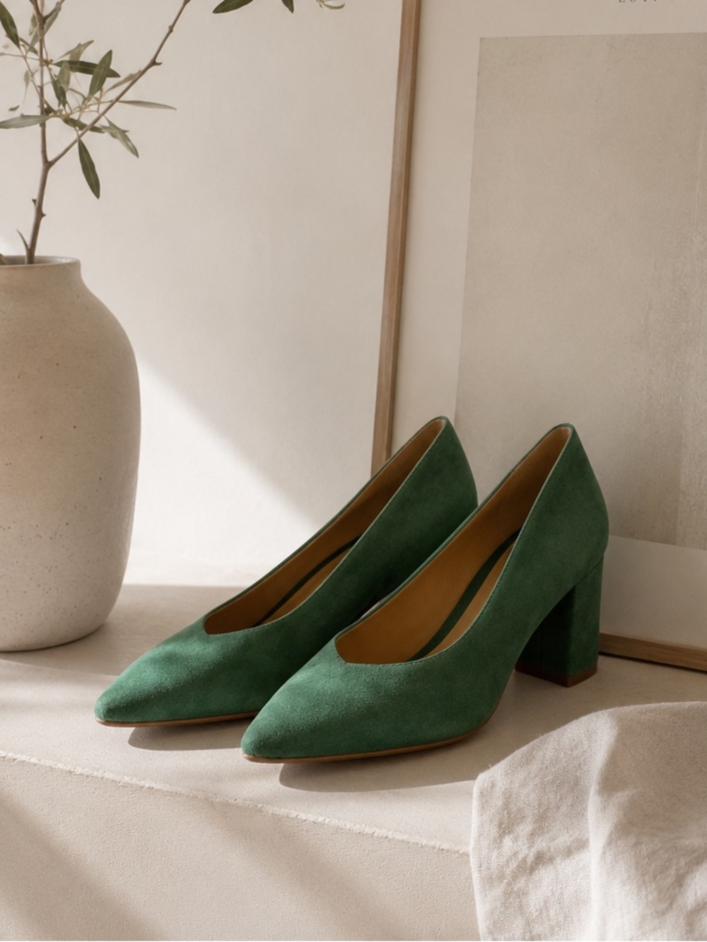 Naturalizer Green Suede Block Heel Pumps Size 6.5 | Emerald Green | New